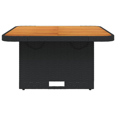 Garden Table Black 80x80x71 cm Poly Rattan and Acacia Wood