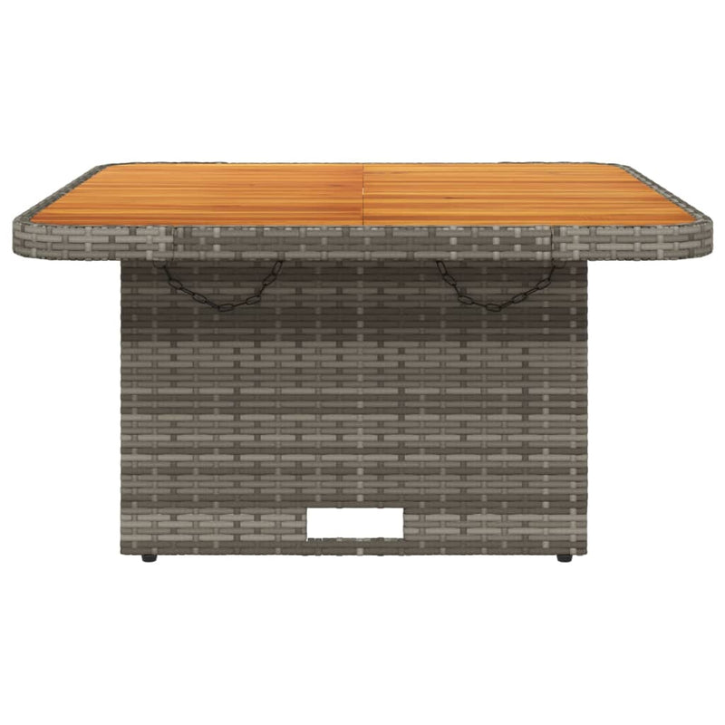 Garden Table Grey 80x80x71 cm Poly Rattan and Acacia Wood