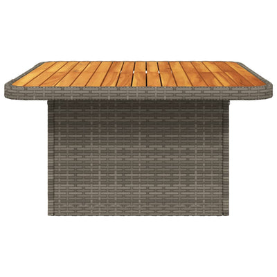 Garden Table Grey 80x80x71 cm Poly Rattan and Acacia Wood