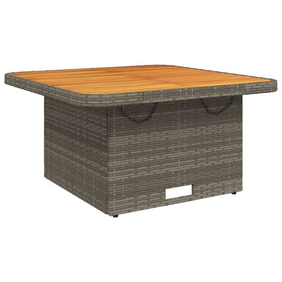 Garden Table Grey 80x80x71 cm Poly Rattan and Acacia Wood