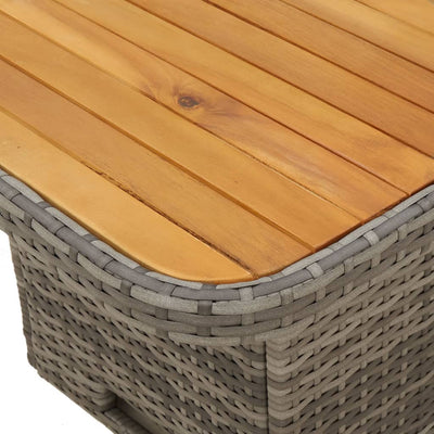 Garden Table Grey 80x80x71 cm Poly Rattan and Acacia Wood