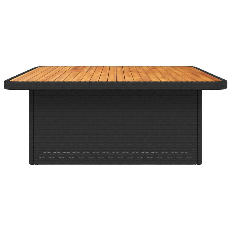 Garden Table Black 110x110x71 cm Poly Rattan and Acacia Wood