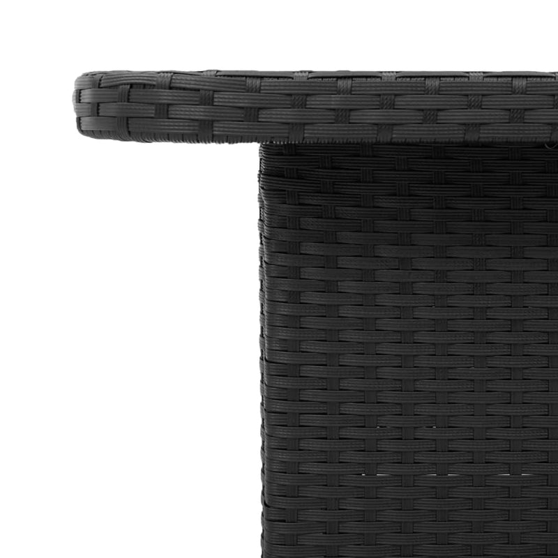 Garden Table Black 110x110x71 cm Poly Rattan and Acacia Wood