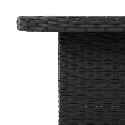 Garden Table Black 90x55x71 cm Poly Rattan and Acacia Wood