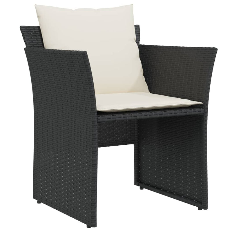 Garden Chair with Footstool Black Poly Rattan