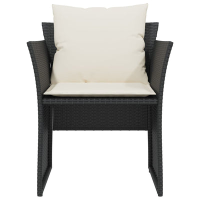 Garden Chair with Footstool Black Poly Rattan