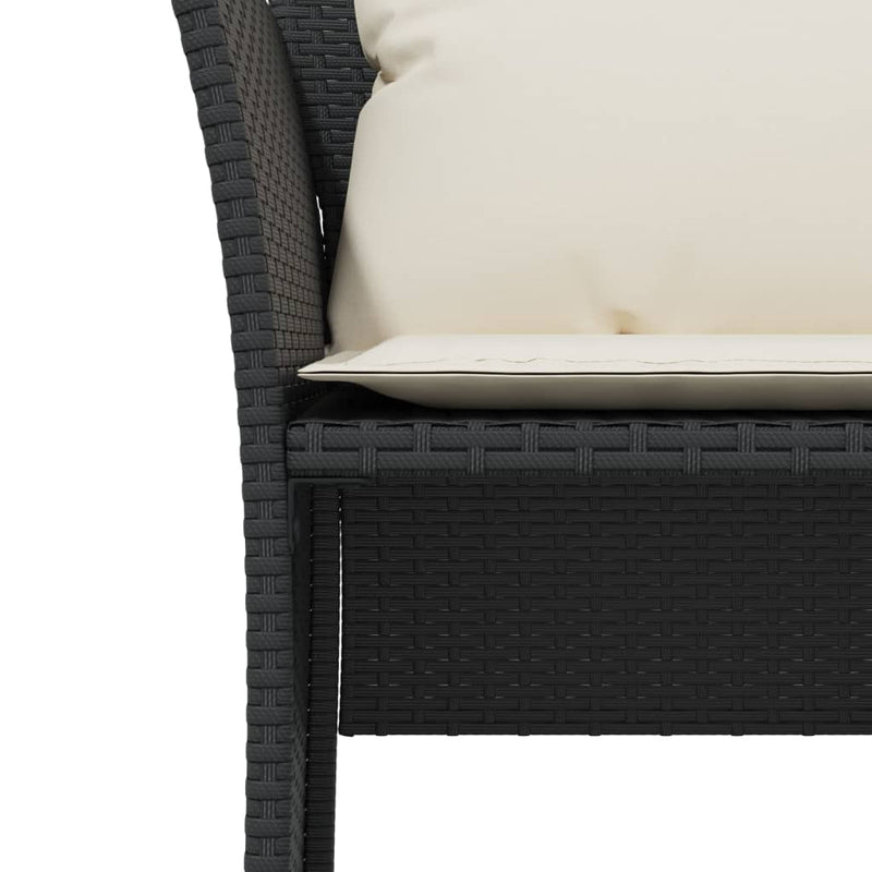 Garden Chair with Footstool Black Poly Rattan