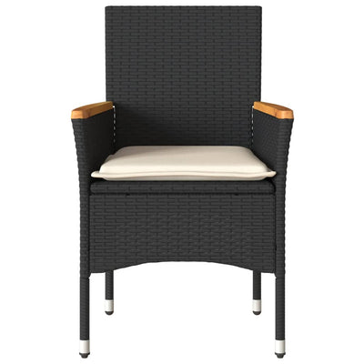 Garden Chairs with Cushions 2 pcs Black Poly Rattan