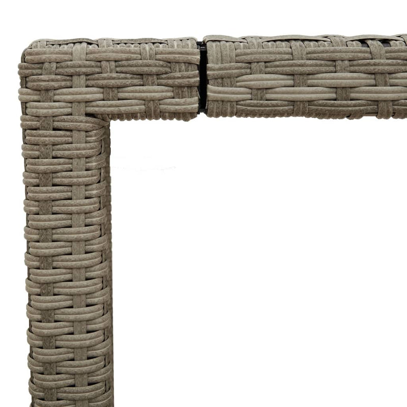 Garden Table with Glass Top Light Grey 90x90x75 cm Poly Rattan