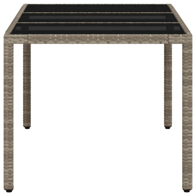 Garden Table with Glass Top Light Grey 150x90x75 cm Poly Rattan