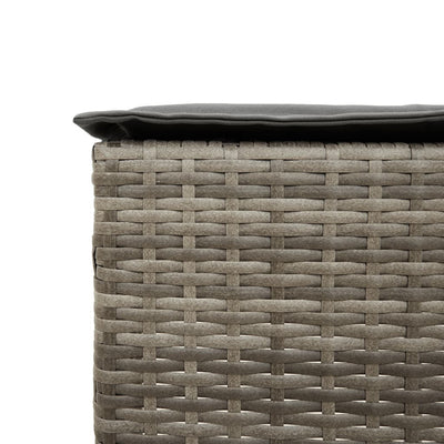 Garden Bar Stools with Cushions 2 pcs Grey Poly Rattan