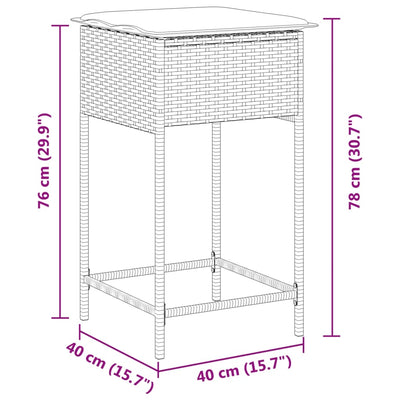 Garden Bar Stools with Cushions 2 pcs Grey Poly Rattan