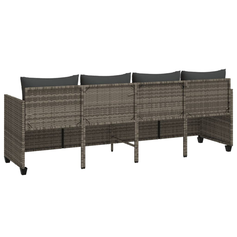 Sun Lounger with Cushions Grey Poly Rattan