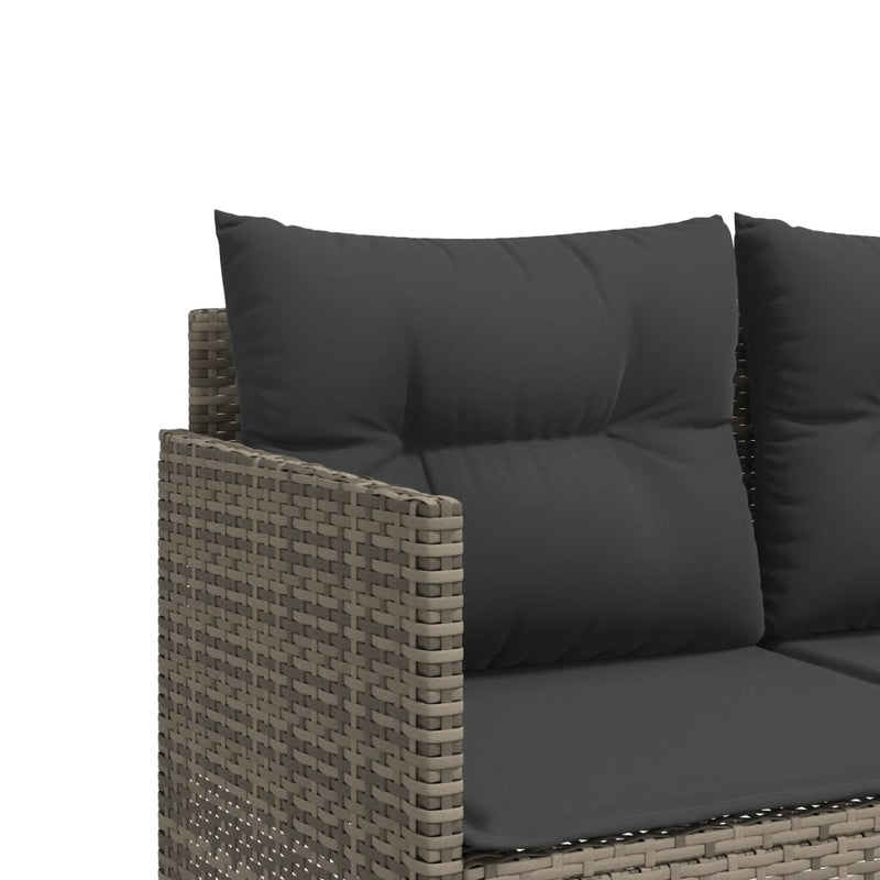 Sun Lounger with Cushions Grey Poly Rattan