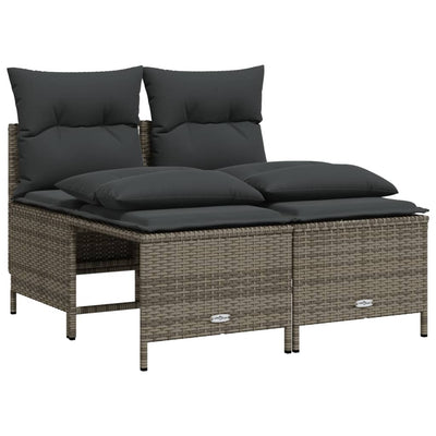 4 Piece Garden Sofa Set with Cushions Grey Poly Rattan