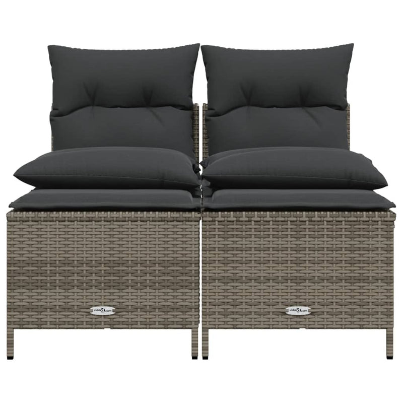 4 Piece Garden Sofa Set with Cushions Grey Poly Rattan