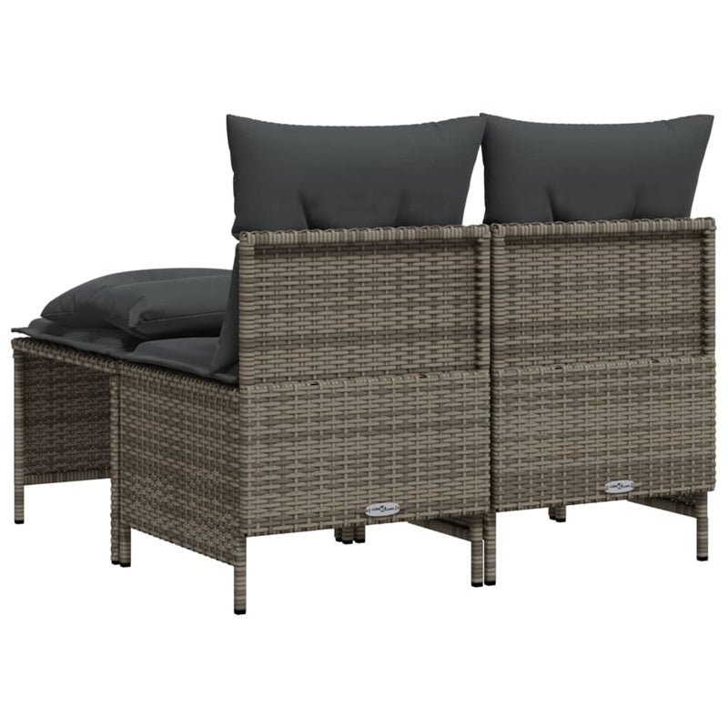 4 Piece Garden Sofa Set with Cushions Grey Poly Rattan