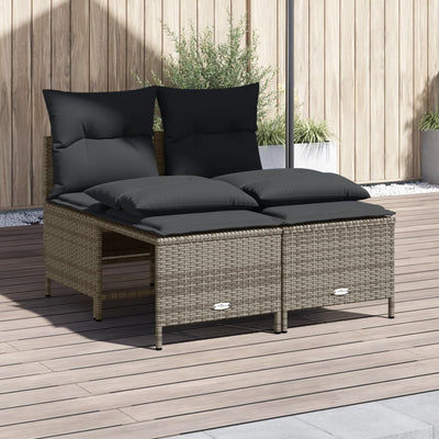 4 Piece Garden Sofa Set with Cushions Grey Poly Rattan