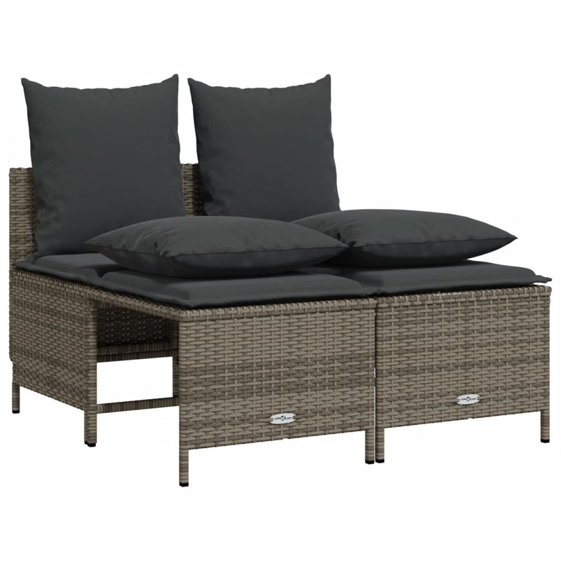 4 Piece Garden Sofa Set with Cushions Grey Poly Rattan