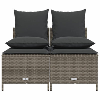 4 Piece Garden Sofa Set with Cushions Grey Poly Rattan