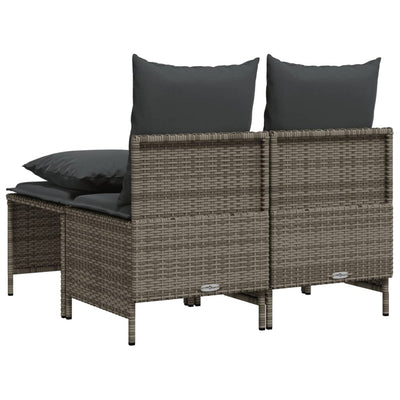 4 Piece Garden Sofa Set with Cushions Grey Poly Rattan