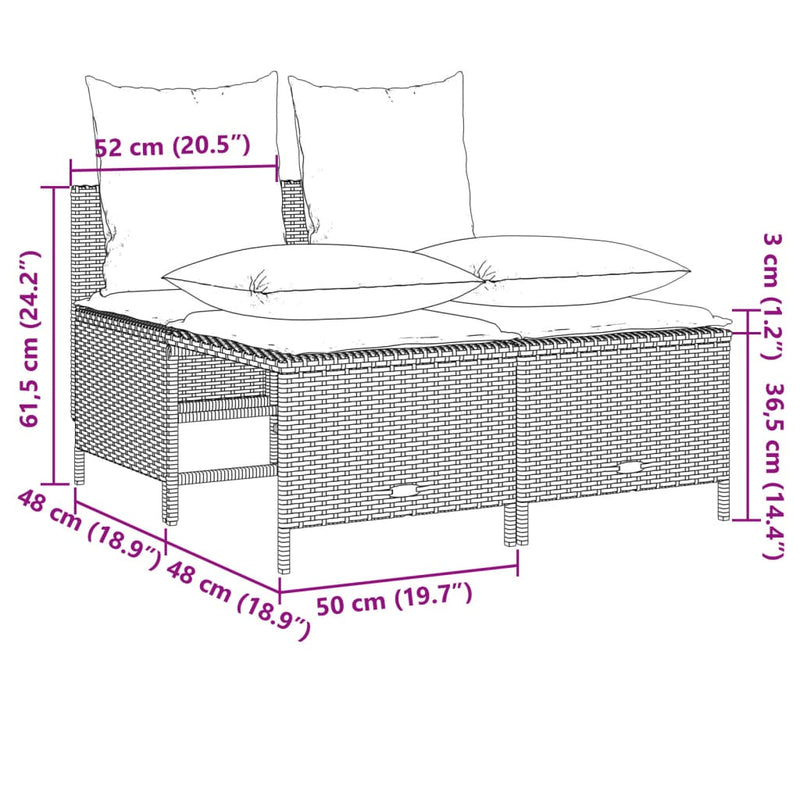 4 Piece Garden Sofa Set with Cushions Grey Poly Rattan