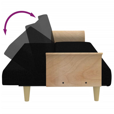 2-Seater Sofa Bed with Pillows and Footstool Black Velvet