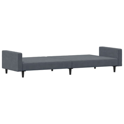 2-Seater Sofa Bed with Footstool Dark Grey Velvet