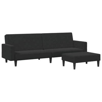 2-Seater Sofa Bed with Footstool Black Velvet