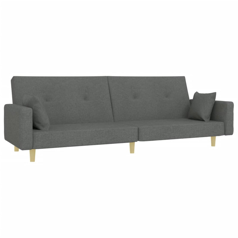 2-Seater Sofa Bed with Footstool Dark Grey Fabric