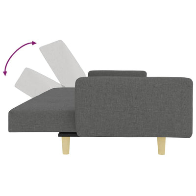 2-Seater Sofa Bed with Footstool Dark Grey Fabric