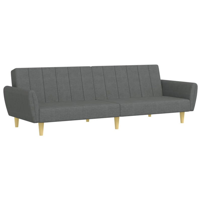 2-Seater Sofa Bed with Footstool Dark Grey Fabric