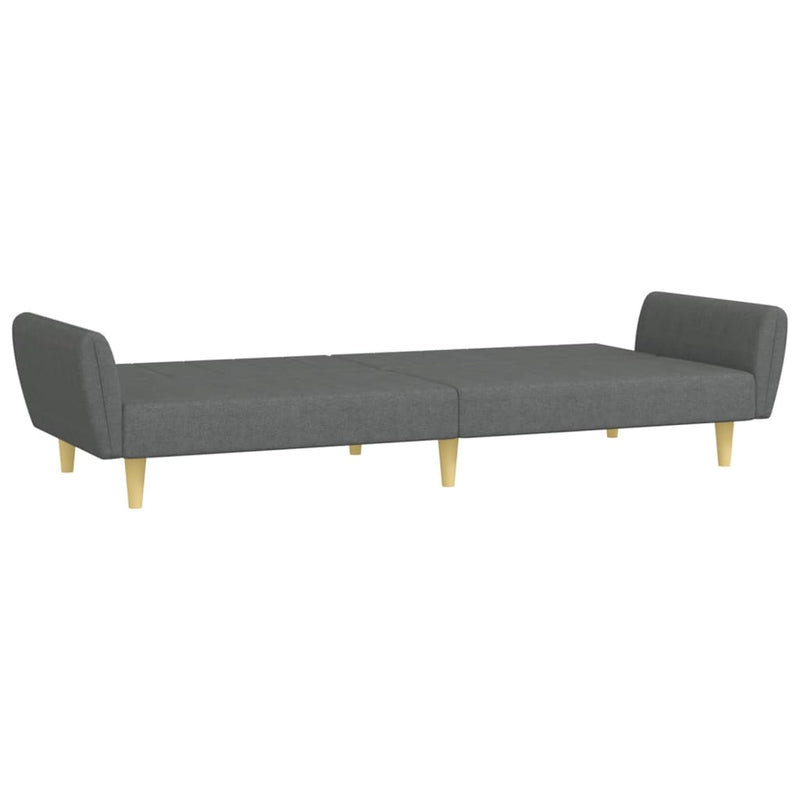 2-Seater Sofa Bed with Footstool Dark Grey Fabric