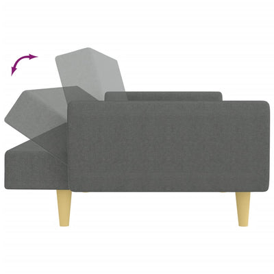 2-Seater Sofa Bed with Footstool Dark Grey Fabric