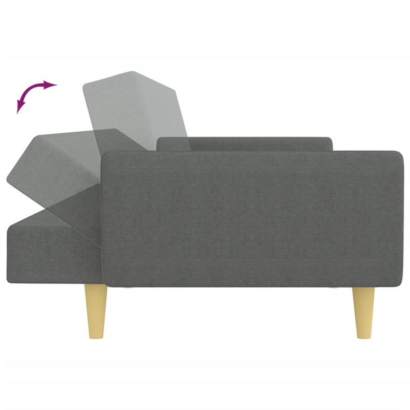 2-Seater Sofa Bed with Footstool Dark Grey Fabric