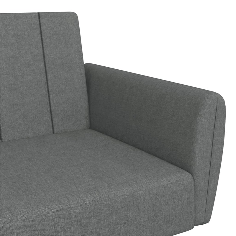 2-Seater Sofa Bed with Footstool Dark Grey Fabric