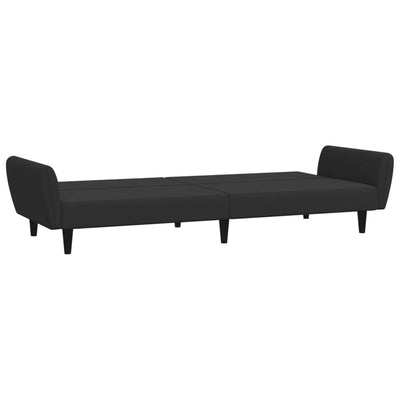 2-Seater Sofa Bed with Footstool Black Velvet