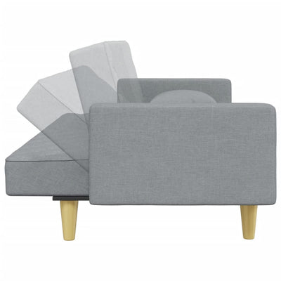 2-Seater Sofa Bed with Pillows and Footstool Light Grey Fabric