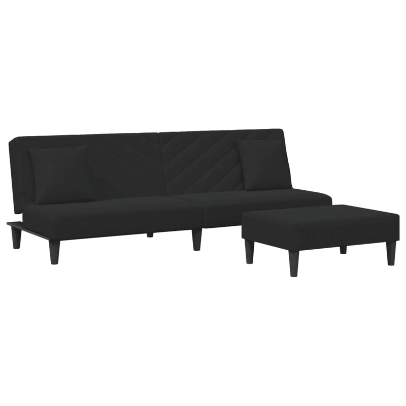 2 Piece Sofa Set with Pillows Black Velvet