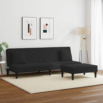 2 Piece Sofa Set with Pillows Black Velvet