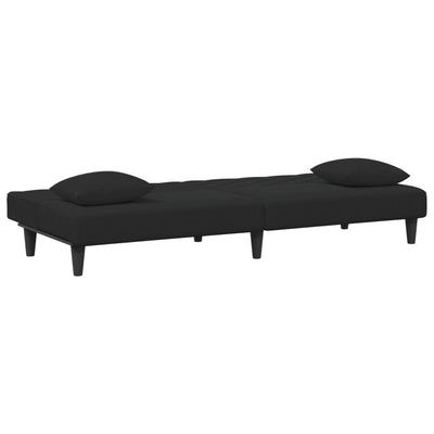 2 Piece Sofa Set with Pillows Black Velvet