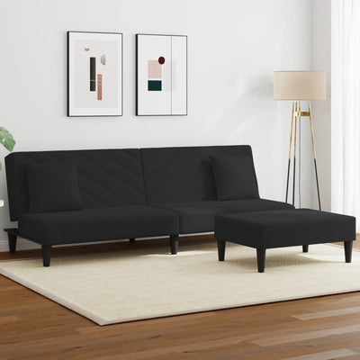 2 Piece Sofa Set with Pillows Black Velvet