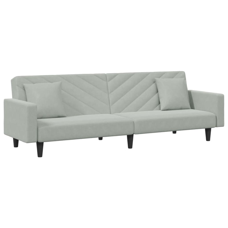 2 Piece Sofa Set with Pillows Light Grey Velvet