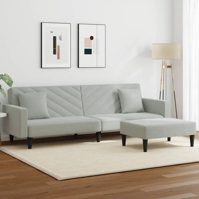 2 Piece Sofa Set with Pillows Light Grey Velvet