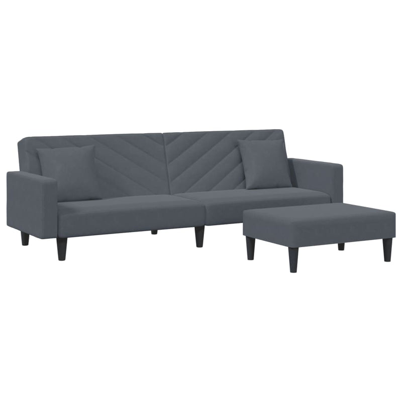 2 Piece Sofa Set with Pillows Dark Grey Velvet