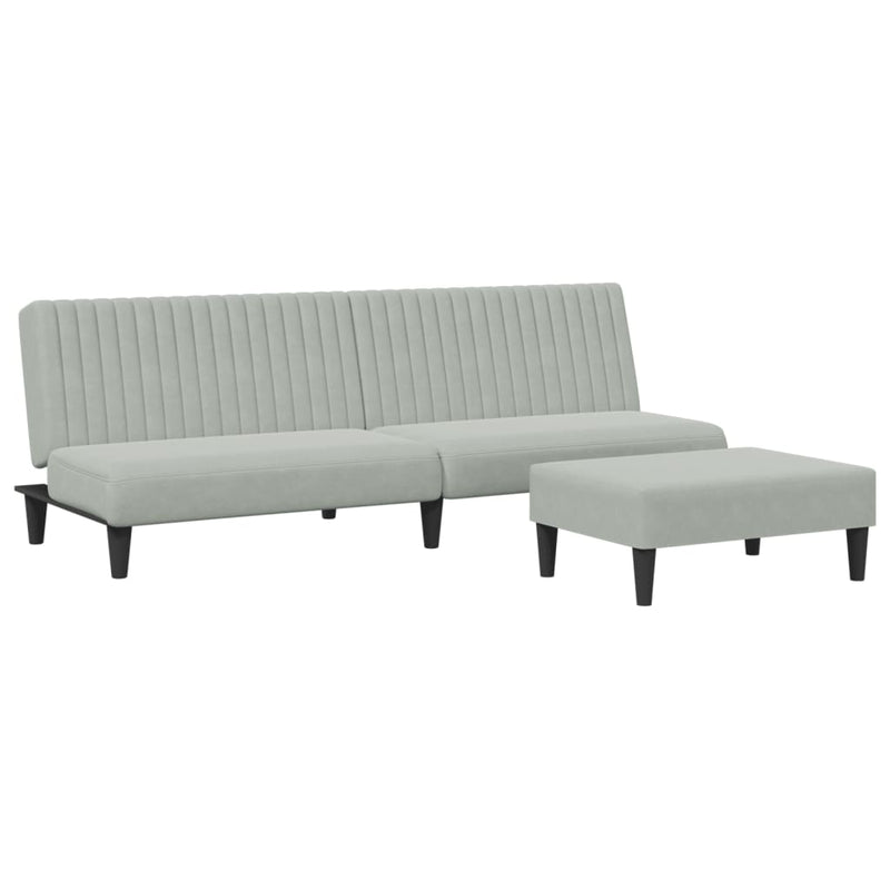 2 Piece Sofa Set Light Grey Velvet