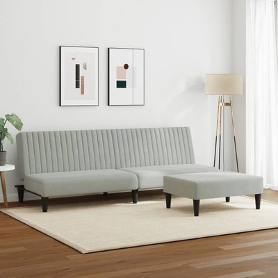 2 Piece Sofa Set Light Grey Velvet