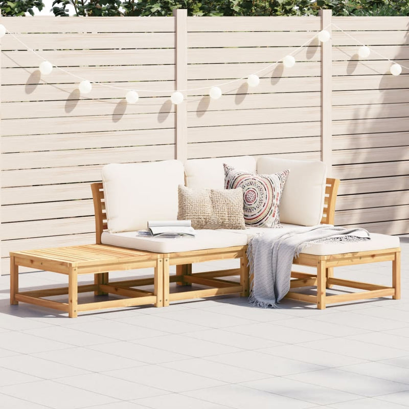 4 Piece Garden Lounge Set with Cushions Solid Wood Acacia