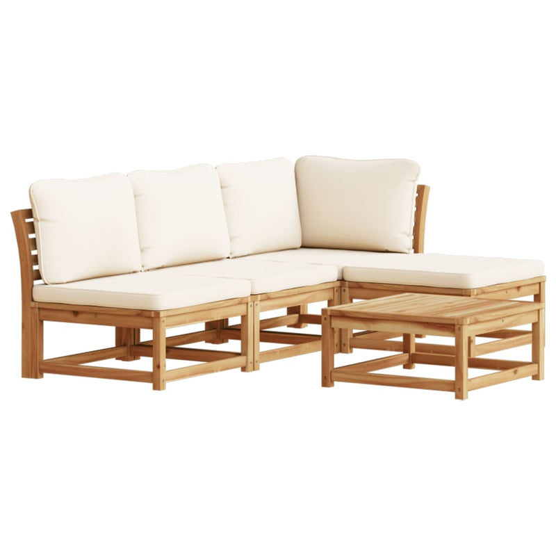 5 Piece Garden Lounge Set with Cushions Solid Wood Acacia