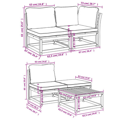 5 Piece Garden Lounge Set with Cushions Solid Wood Acacia